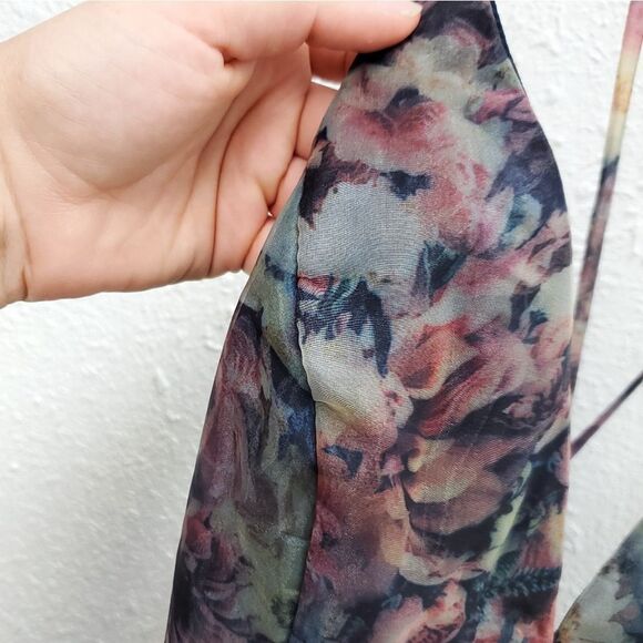 NWT LULUS Cultivate Your Love Black Floral Deep V Organza Skater Mini Dress - Picture 7 of 13